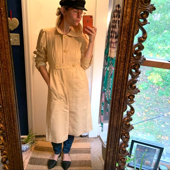 J Peterman Cotton Coat Trench Peter Pan Collar 8 - Picture 4 of 14